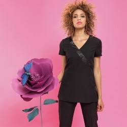 Plain beauty and spa wrap satin trim tunic Rose Premier 185 GSM